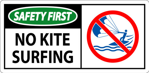 Water Safety Sign Danger, No Kite Surfing