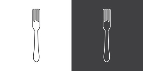 Snack fork icon in line form, various fork shapes vector illustration.
