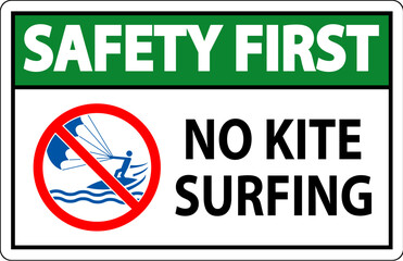 Water Safety Sign Danger, No Kite Surfing