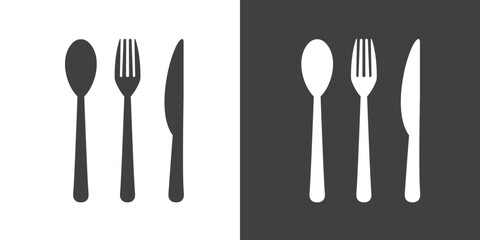 Cutlery icon. Spoon, forks, knife. Restaurant business concept, vector illustration icons. Fork, knife, tablespoon sign icon. Classic flat icon. - obrazy, fototapety, plakaty