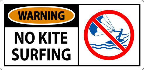Water Safety Sign Danger, No Kite Surfing