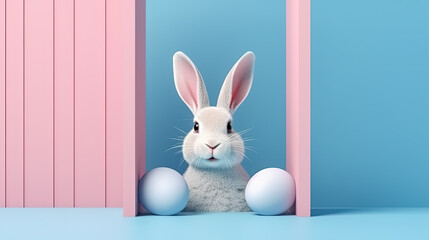 A playful Easter bunny colored paper background
