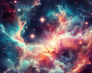 gorgeous space and twinkling stars background image with nebula gas cloud