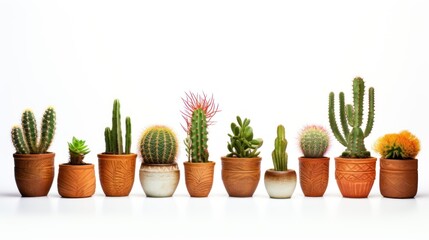 Fototapeta na wymiar Set of Cactus potted boho isolated white background ,Plants for air purification, home decoration details