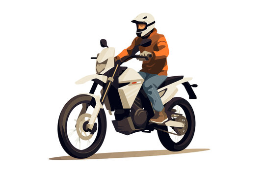 man riding Motor bike isolated vector style with transparent background illustration
