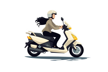 woman riding Motor bike isolated vector style with transparent background illustration - obrazy, fototapety, plakaty