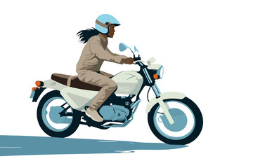 Fototapeta na wymiar woman riding Motor bike isolated vector style with transparent background illustration