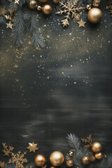 christmas background with balls and snowflakes