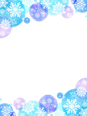 雪の花のイラストフレーム、水彩風のかわいいテンプレート