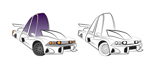 Naklejka premium car illustration for book drawing page