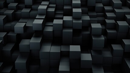 Futuristic black square tiles arranged from future or 3d rectangular block for high technology background.