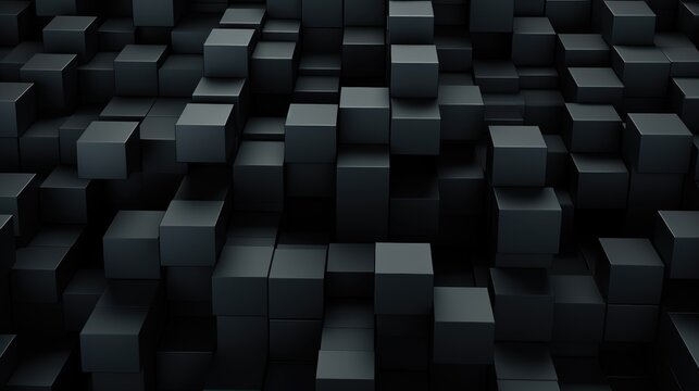 Futuristic black square tiles arranged from future or 3d rectangular block for high technology background.