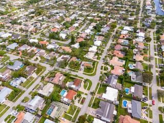 Drone photo homes in Lighthouse Point Florida USA