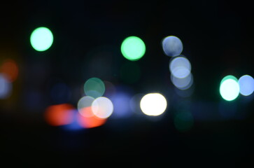 Blurred view of night city street