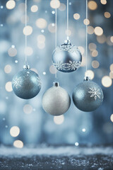 christmas background with balls and snowflakes