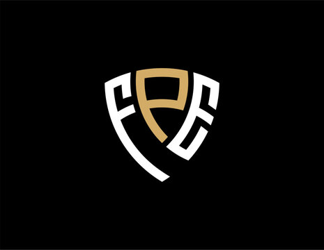FPE creative letter shield logo design vector icon illustration