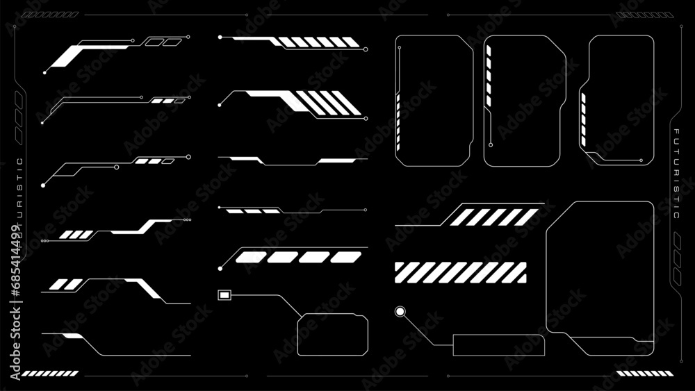 Fototapete sci-fi futuristic hud dashboard display virtual reality technology screen. set cyberpunk tech elemen