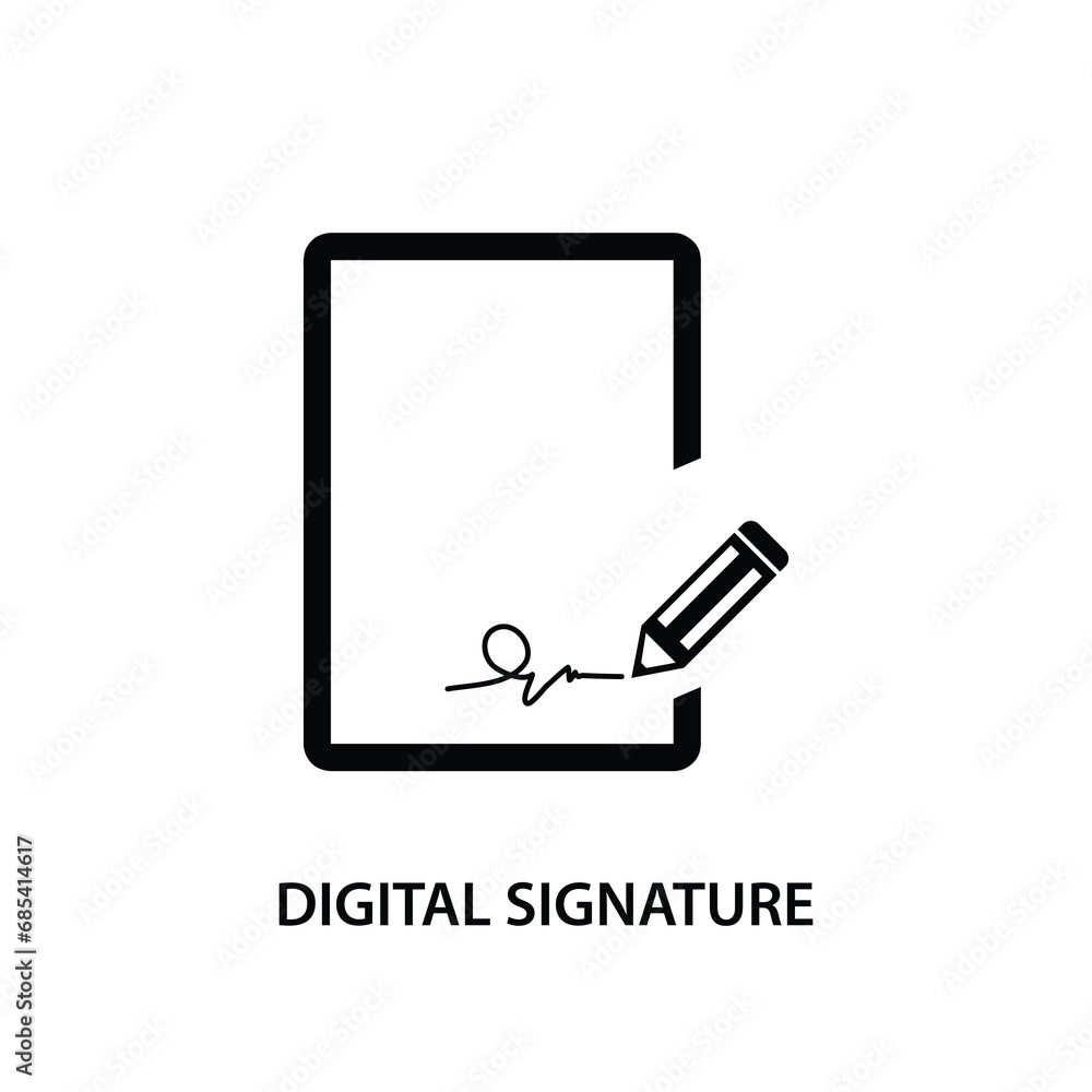Poster digital signature icon. signature icon. for web design, apps flat creative icon on white background.