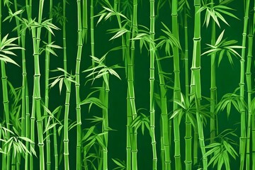 the bamboo is green and there is moss growing on it, in the style of tonal variations in color, dark emerald