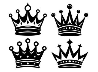 ビンテージ風の王冠のシルエットイラスト - obrazy, fototapety, plakaty