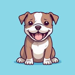 Happy Staffie puppy dog, plain background, cartoon	
