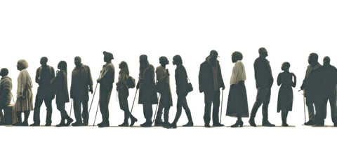 Silhouettes of people walking