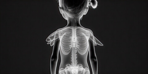 X-ray image of child's back. Body screen