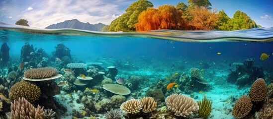 Vibrant marine life thrives in Gam, Raja Ampat, Indonesia's vivid coral reef.