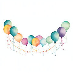 An illustrated party banner on simple, plain background. Generative AI. 