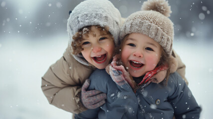 children, kids, babies, playing in the snow during winter