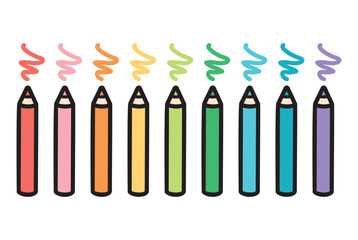 シンプルな色鉛筆のイラストセット