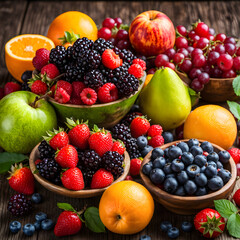 Naklejka na ściany i meble various colorful fruit and berries