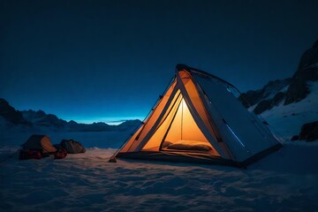 futuristic camping tent for high mountain, snow, textile, art highly detailed, fine details, hyper quality,  - obrazy, fototapety, plakaty