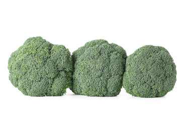 Fresh broccoli cabbages on white background