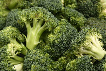 Texture of fresh broccoli cabbages as background