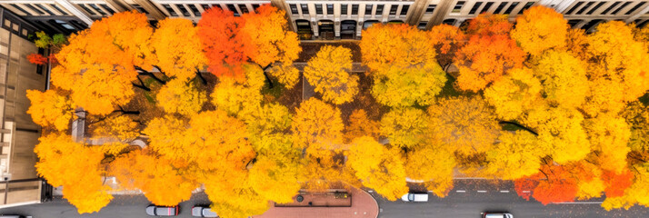 Bird's eye view of New York City in autumn season