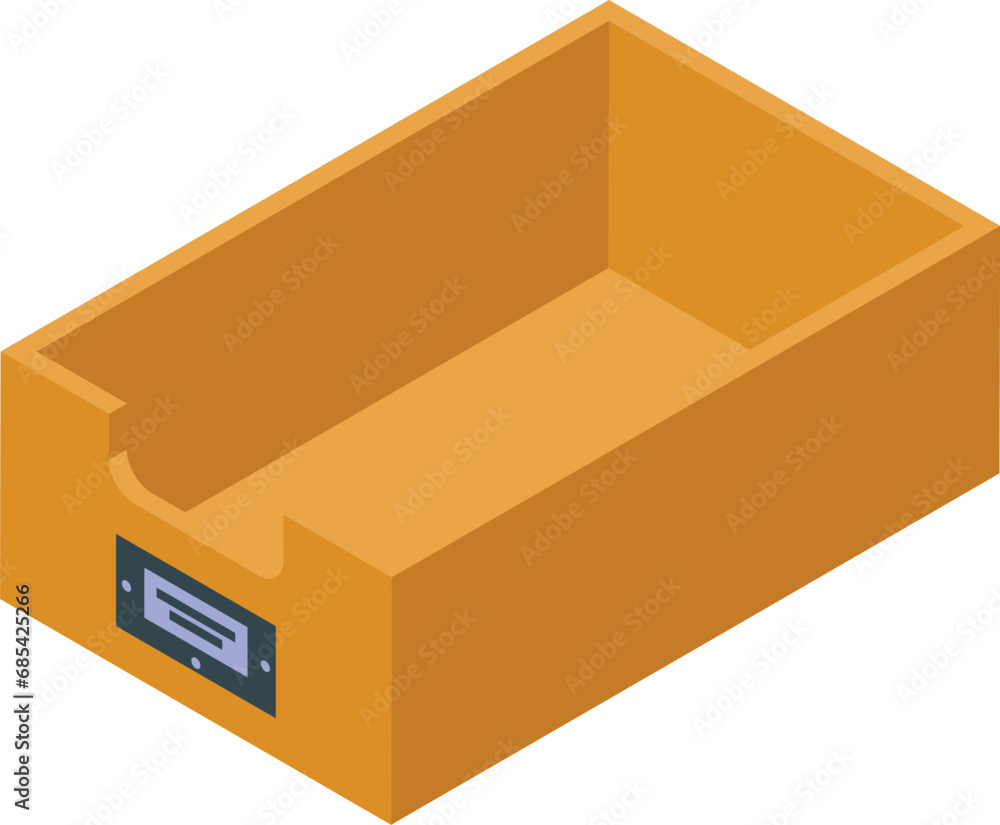 Poster carton paper tray icon isometric vector. office empty box. case shelf desk