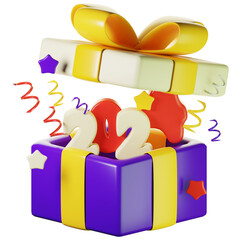3d gift box 2024 with ribbon, 3d new year icon