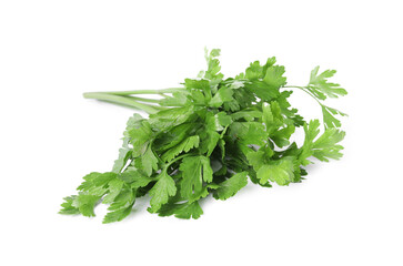 Heap of chopped parsley leaves isolated on white