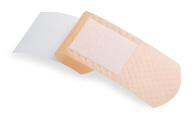One medical adhesive bandage isolated on white