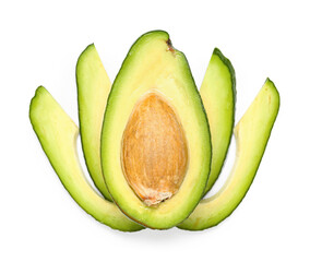 Cut fresh avocado on white background