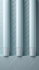 Sleek, minimalist skincare tubes in a soft powder blue, arranged in a herringbone pattern. Each tube has a blank label. Copy space on blank label.