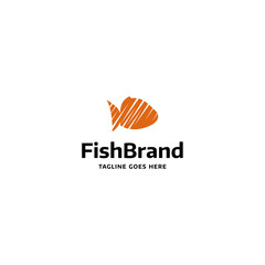 scratched and fillet fish with simple solid shapes for restaurant food and beverage seafood logo design