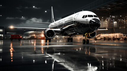 Airplane - night - runway - taxiing - trip - vacation - airline 