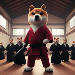 Poster master sensei shiba inu teaches disciples the way of the dog martial arts © clearviewstock