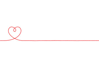 手書きのシンプルな赤いハートのライン　線画