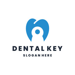 Dental key business logo design vector template.