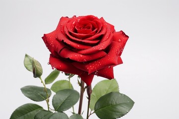 red rose isolated on pure white background