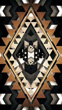 Abstract Vintage Psychedelic Tribal Native Diamon Pattern Background Loop