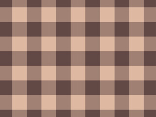 Brown and cream plaid fabric, seamless background for textile, clothing or decoration design. Vector illustration.